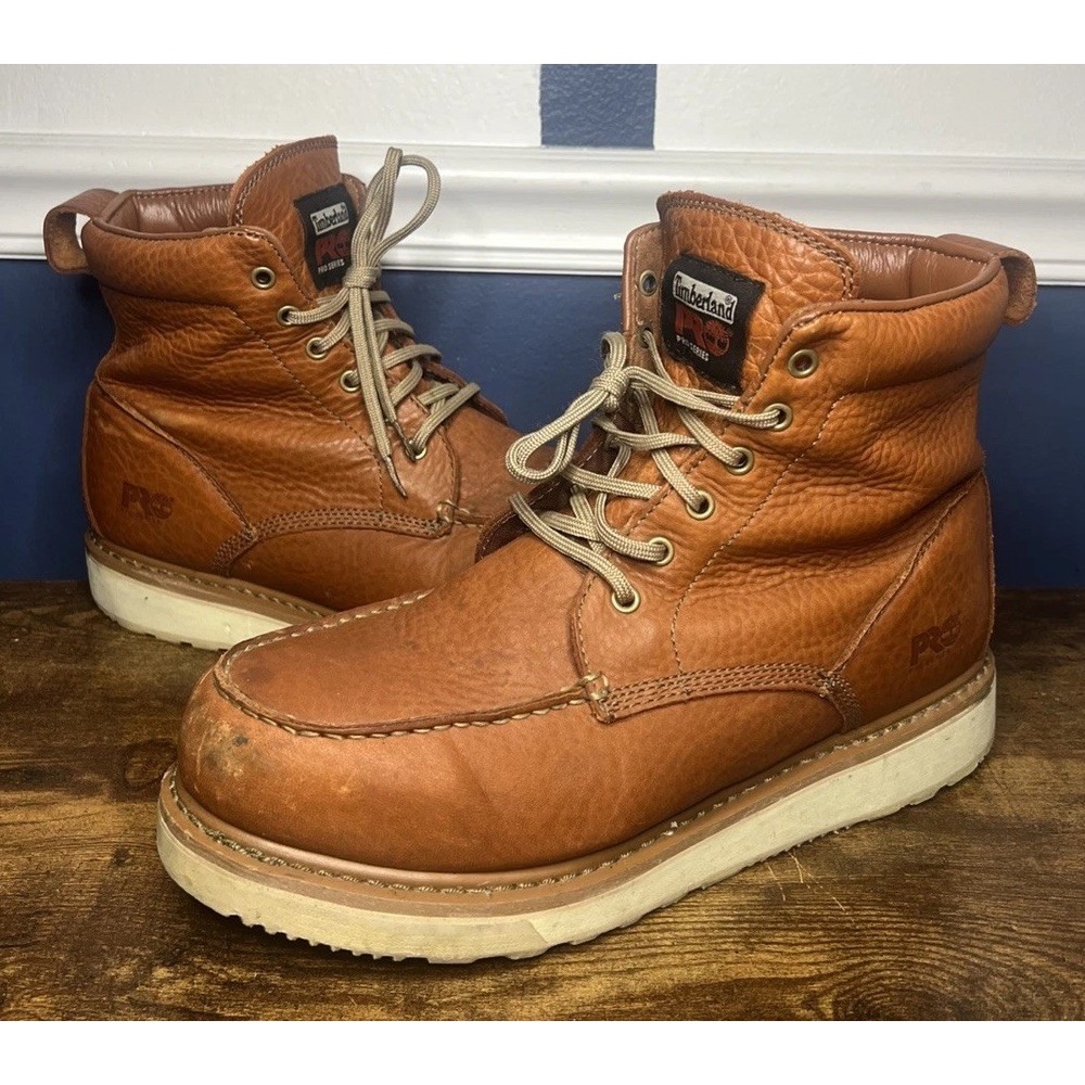 Timberland Pro 6" Wedge Soft Toe Mens Size 13 M Rust Leather Work Boots 53009